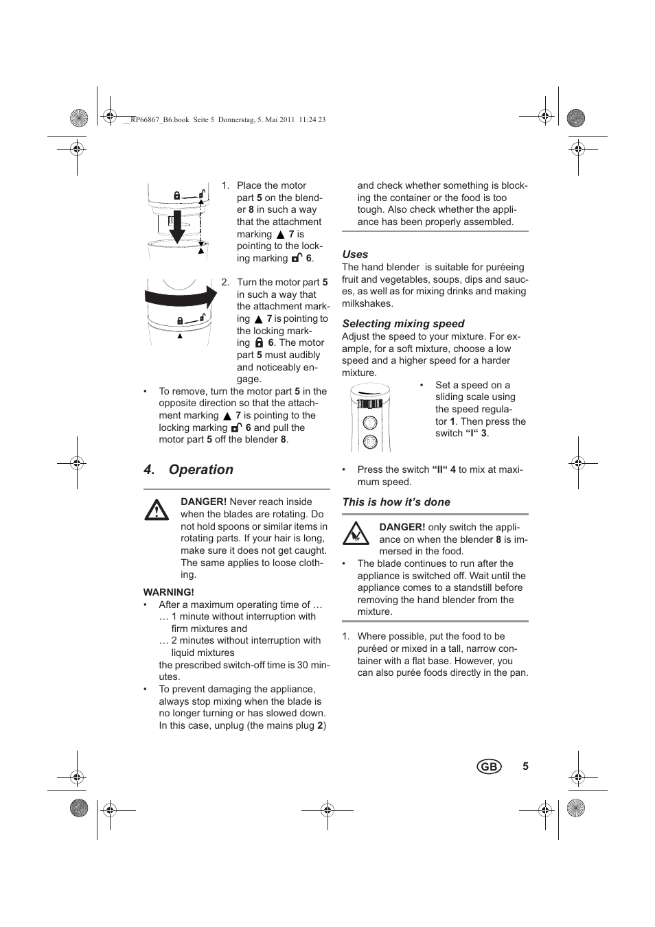 Operation | Silvercrest SSM 600 A1 User Manual | Page 7 / 14