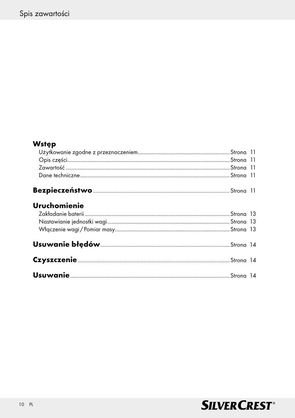 Spis zawartości | Silvercrest Z29777A/ Z29777B User Manual | Page 10 / 41