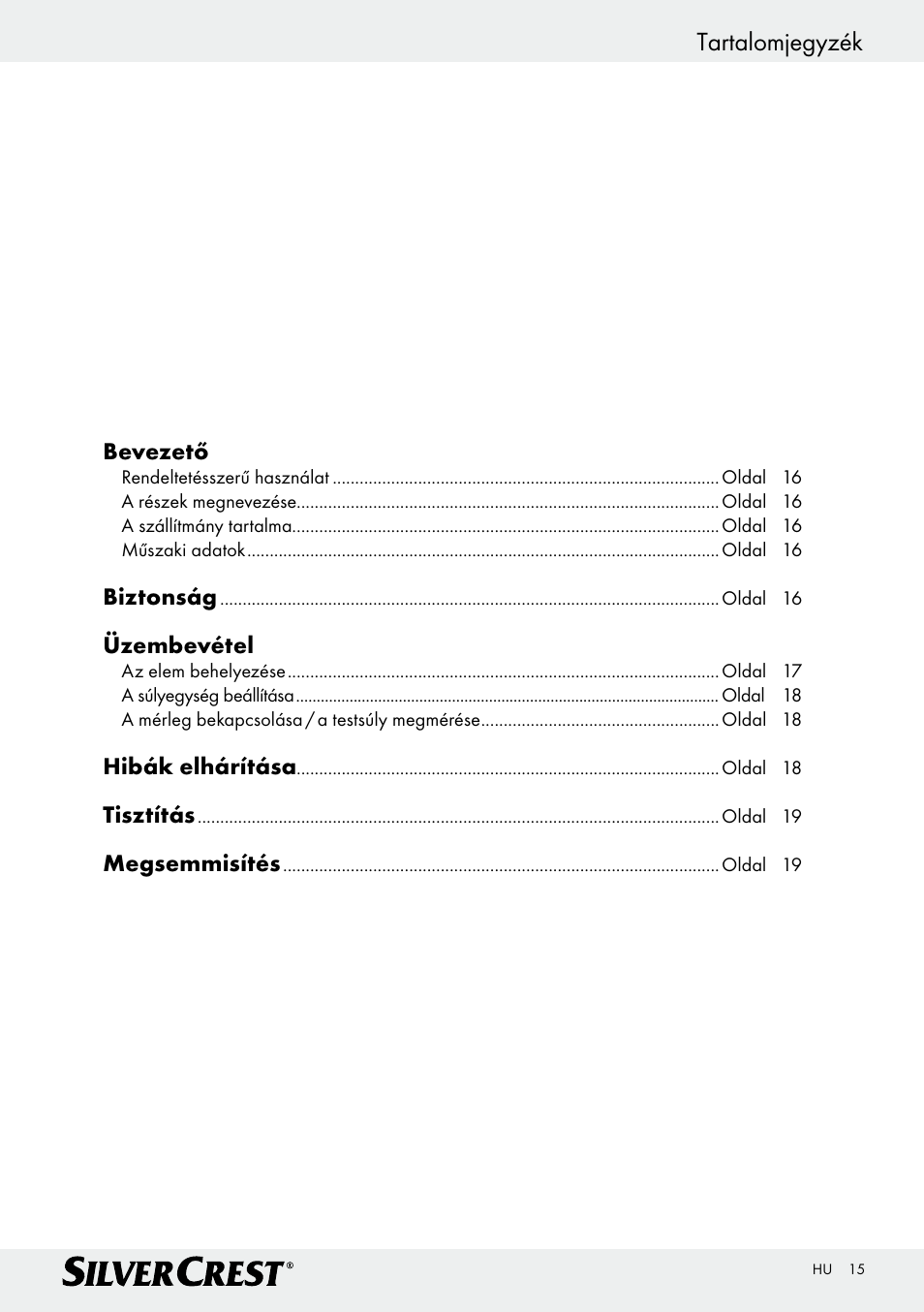 Tartalomjegyzék | Silvercrest Z29777A/ Z29777B User Manual | Page 15 / 41
