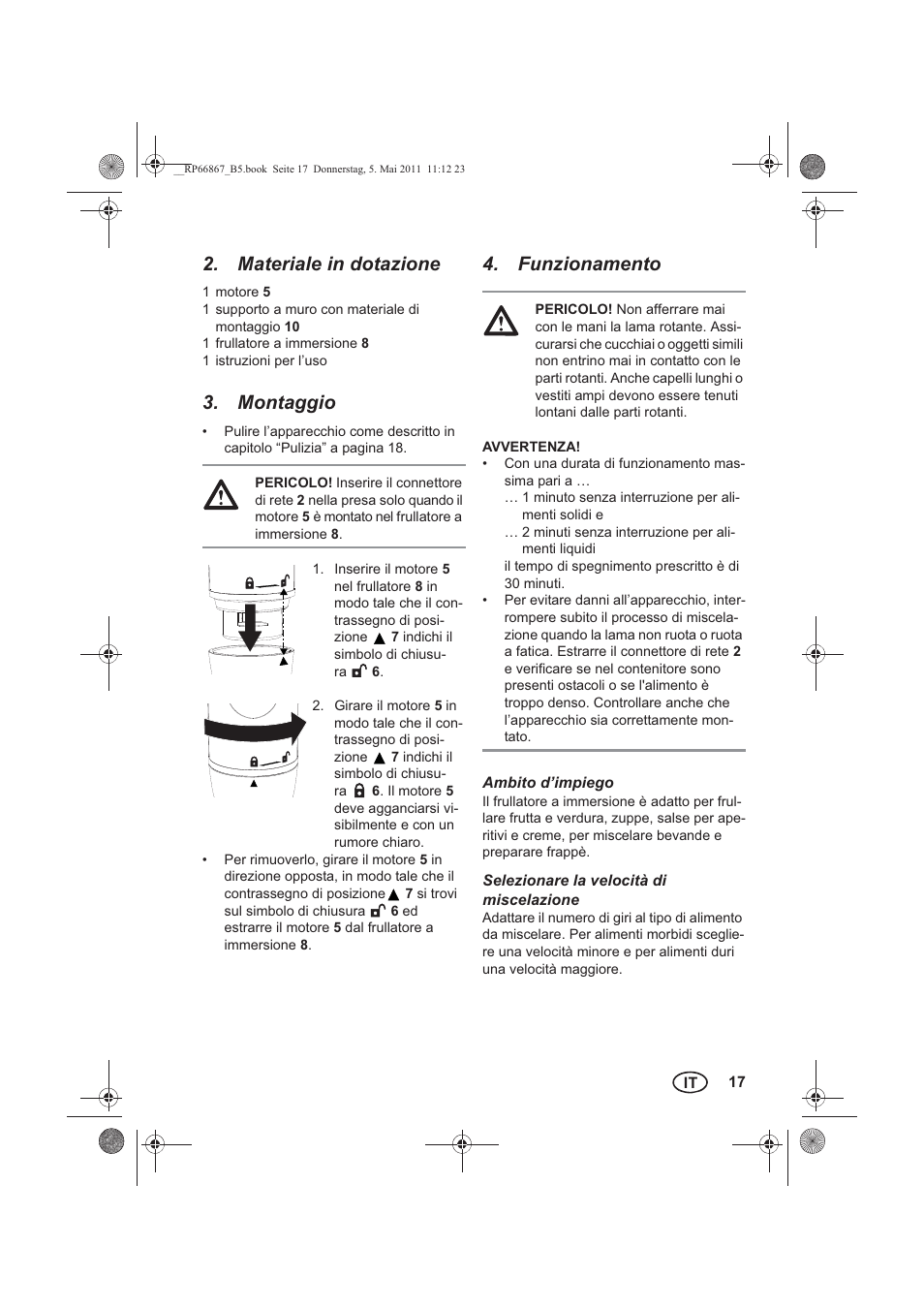 Materiale in dotazione, Montaggio, Funzionamento | Silvercrest SSM 600 A1 User Manual | Page 19 / 58