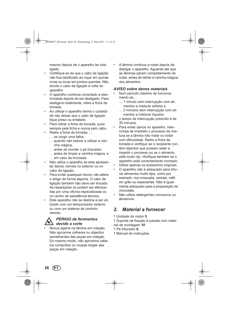 Material a fornecer | Silvercrest SSM 600 A1 User Manual | Page 28 / 58