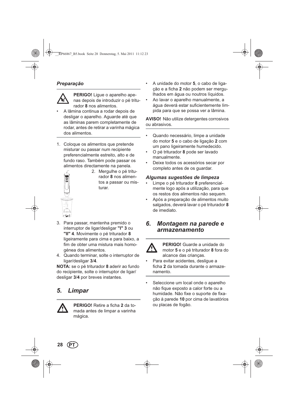 Limpar, Montagem na parede e armazenamento | Silvercrest SSM 600 A1 User Manual | Page 30 / 58