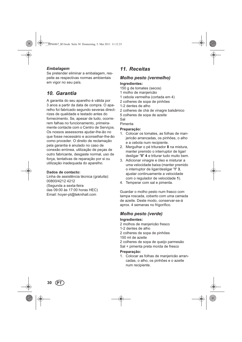 Garantia, Receitas | Silvercrest SSM 600 A1 User Manual | Page 32 / 58