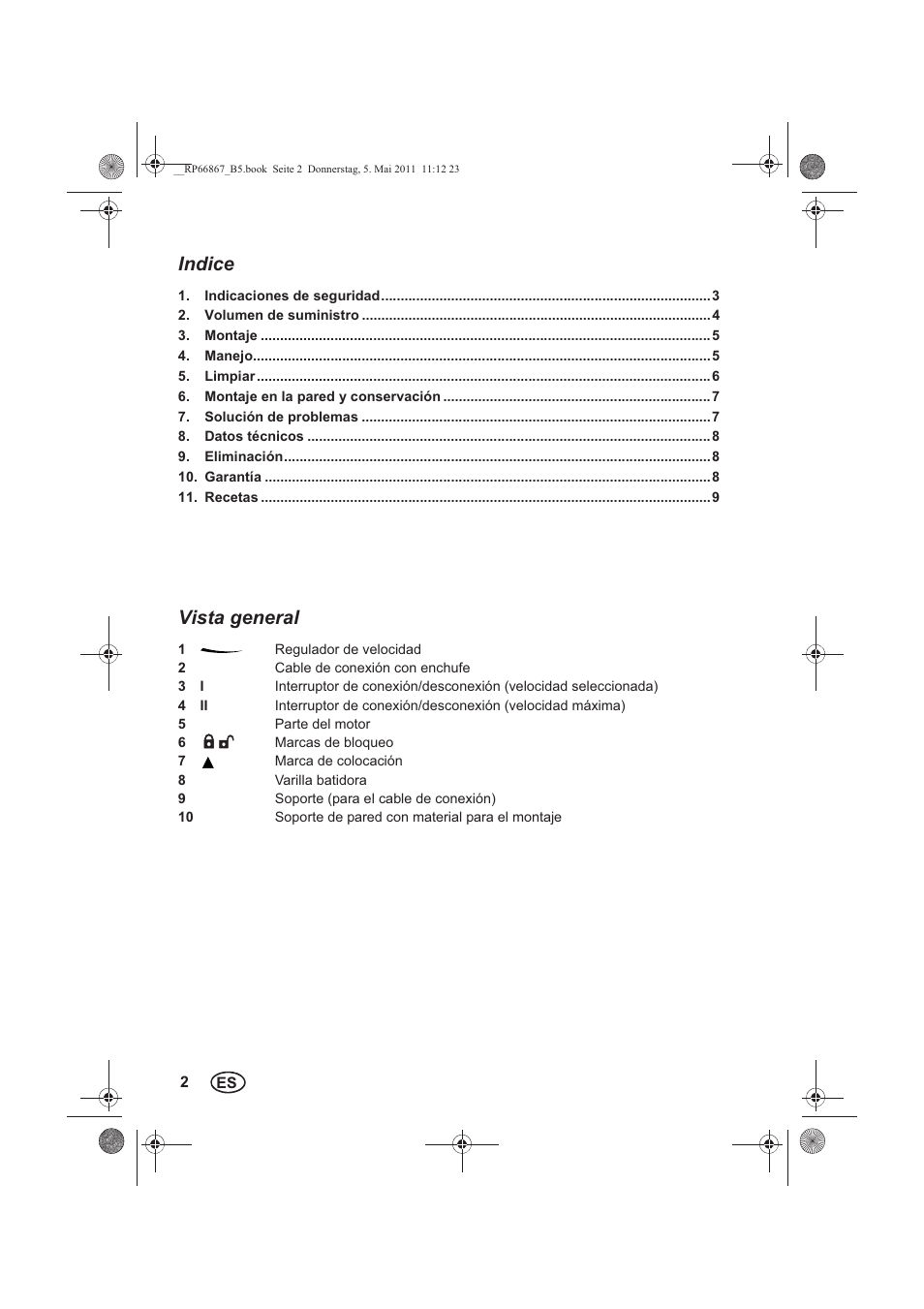 Indice, Vista general | Silvercrest SSM 600 A1 User Manual | Page 4 / 58