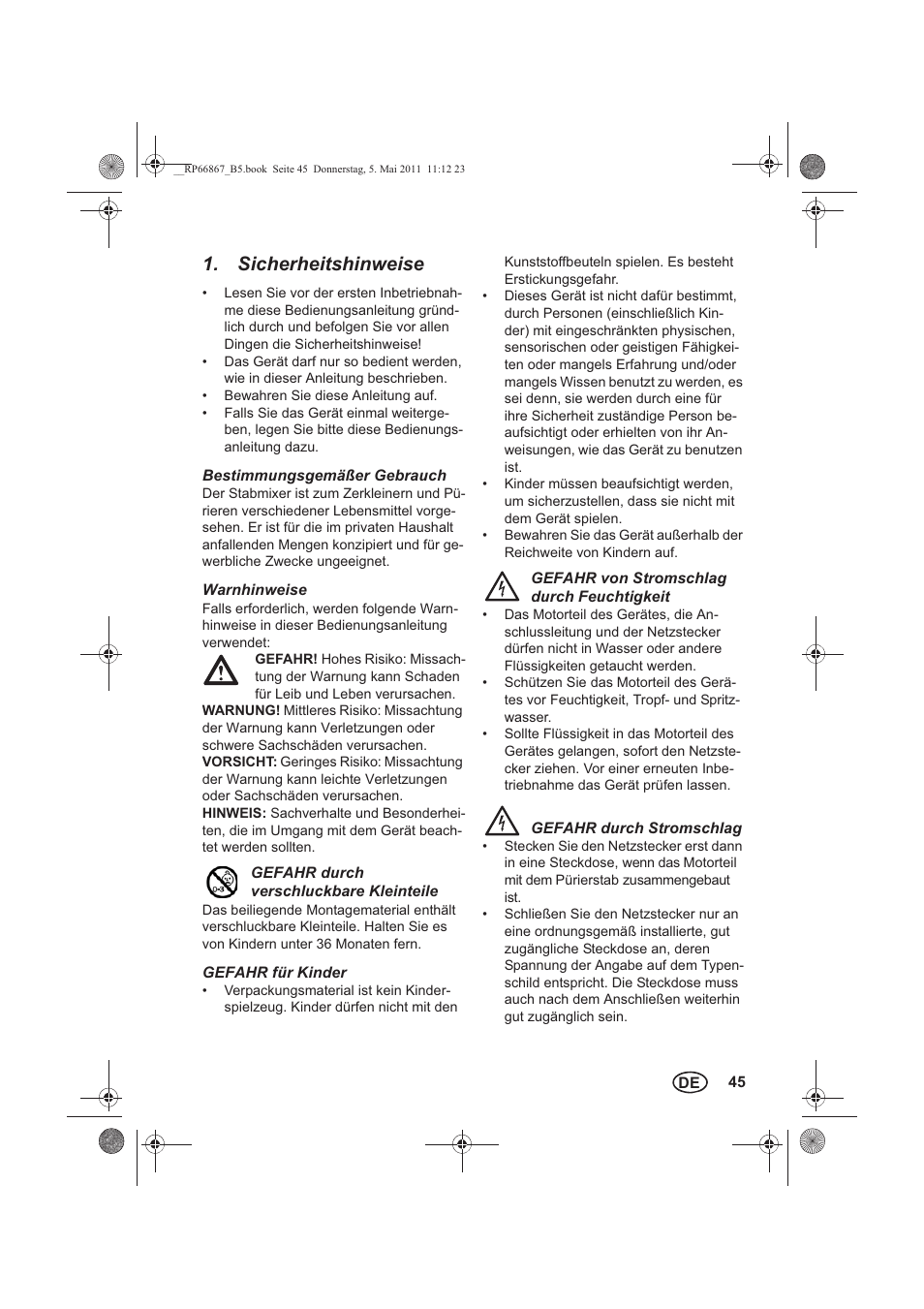 Sicherheitshinweise | Silvercrest SSM 600 A1 User Manual | Page 47 / 58