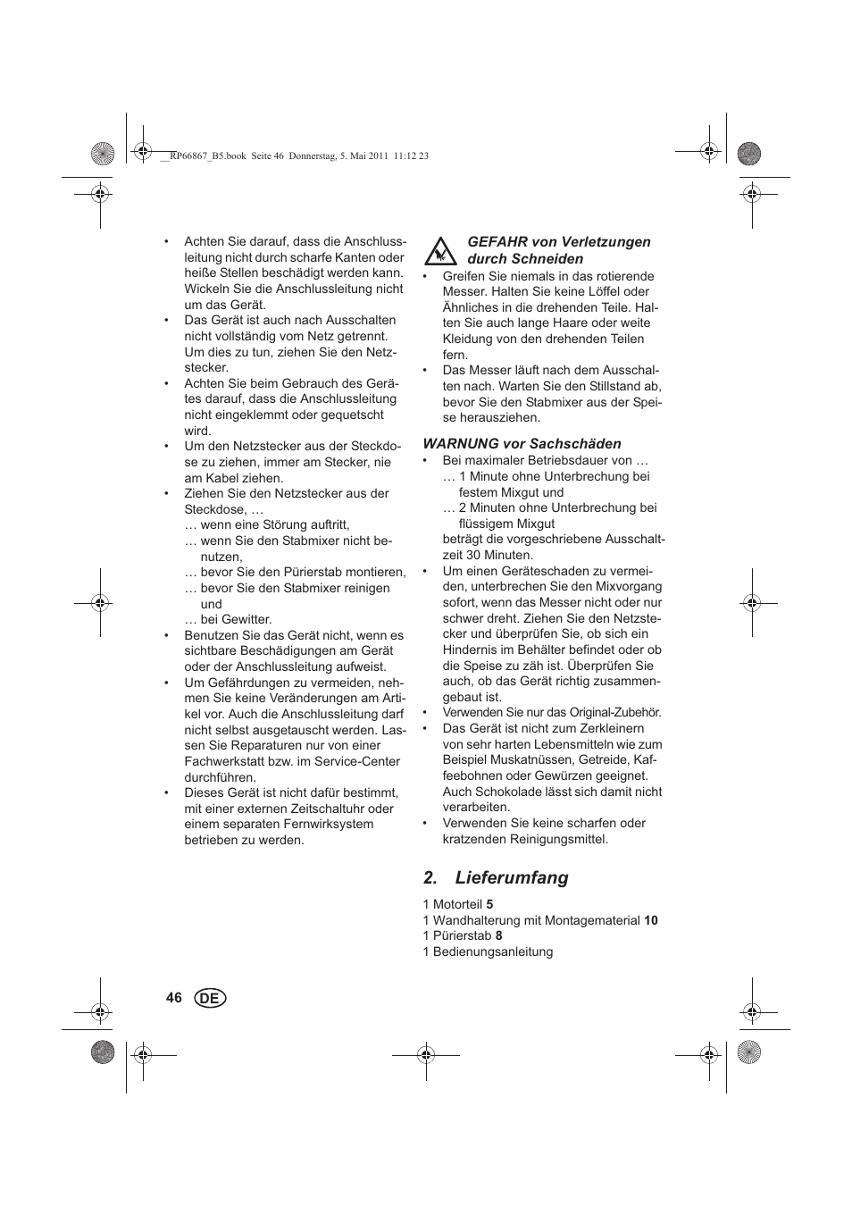 Lieferumfang | Silvercrest SSM 600 A1 User Manual | Page 48 / 58