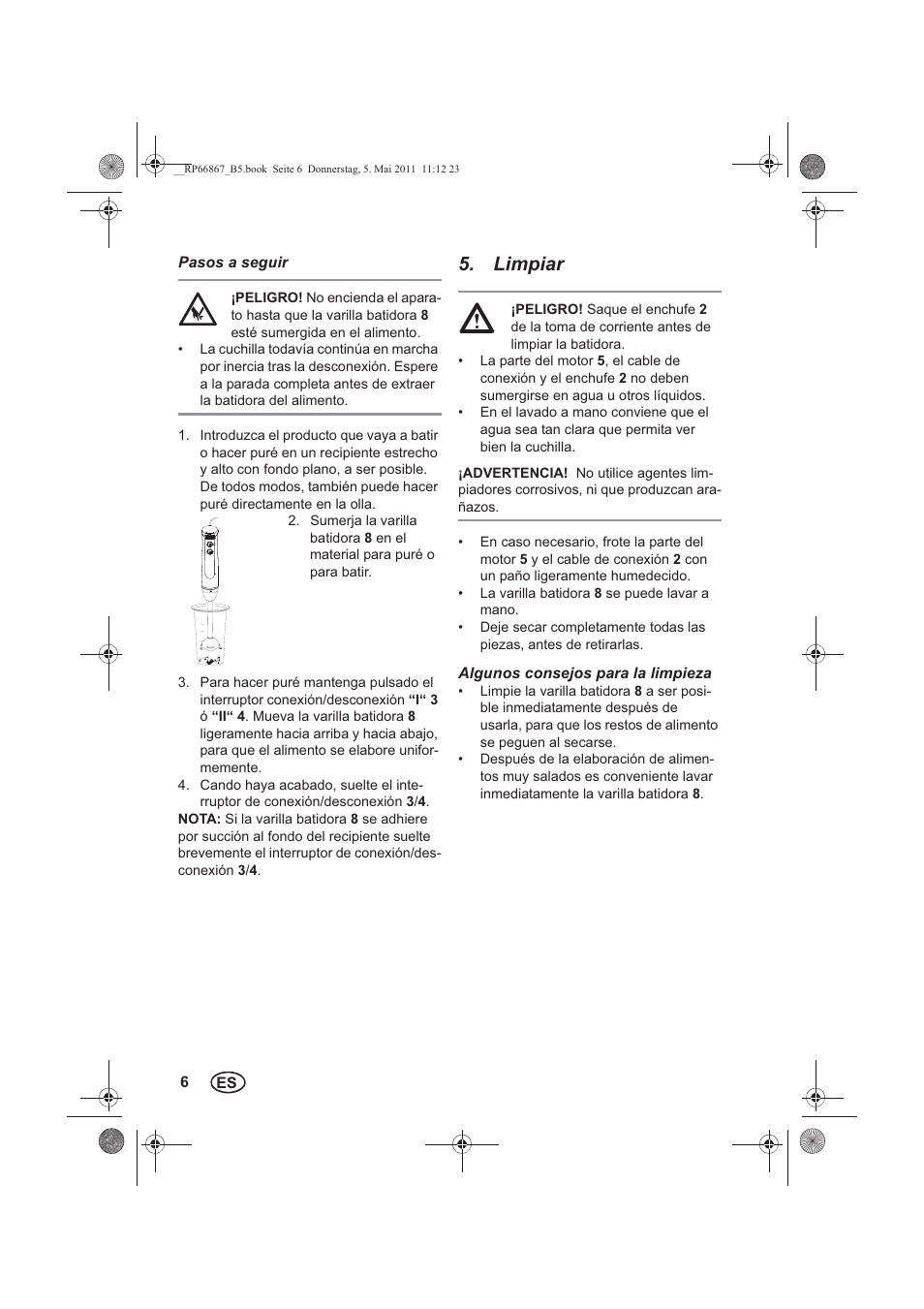 Limpiar | Silvercrest SSM 600 A1 User Manual | Page 8 / 58