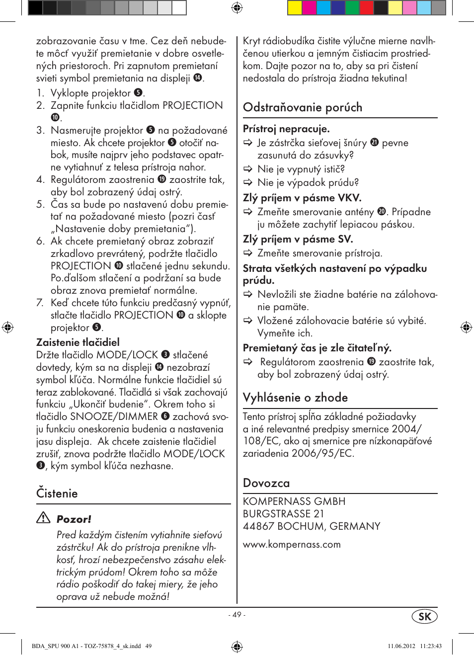 Čistenie, Odstraňovanie porúch, Vyhlásenie o zhode | Dovozca | Silvercrest SPU 900 A1 User Manual | Page 51 / 66