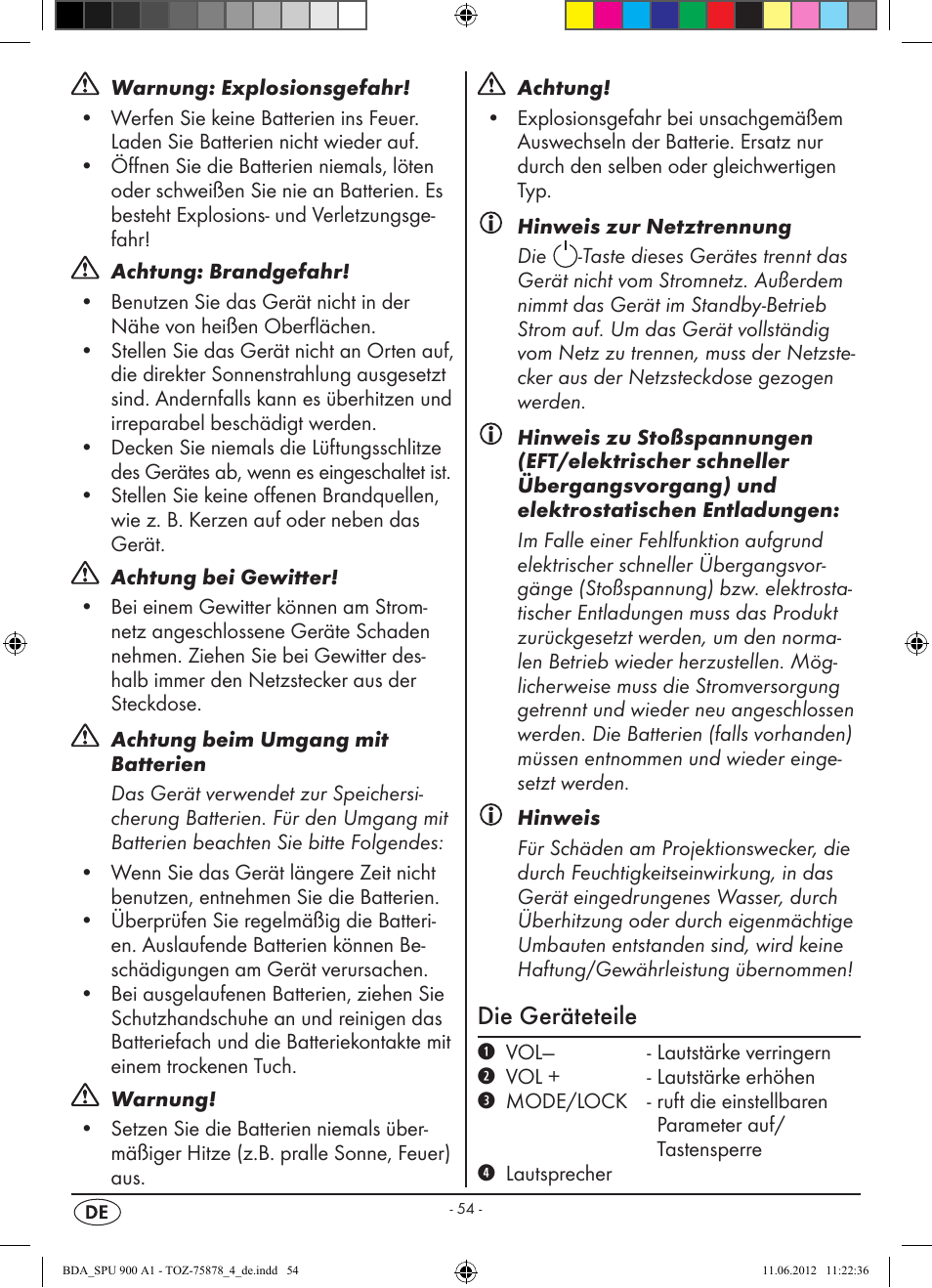 Die geräteteile | Silvercrest SPU 900 A1 User Manual | Page 56 / 66