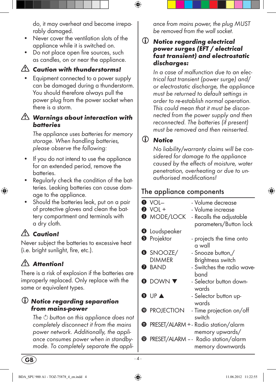 The appliance components | Silvercrest SPU 900 A1 User Manual | Page 6 / 66