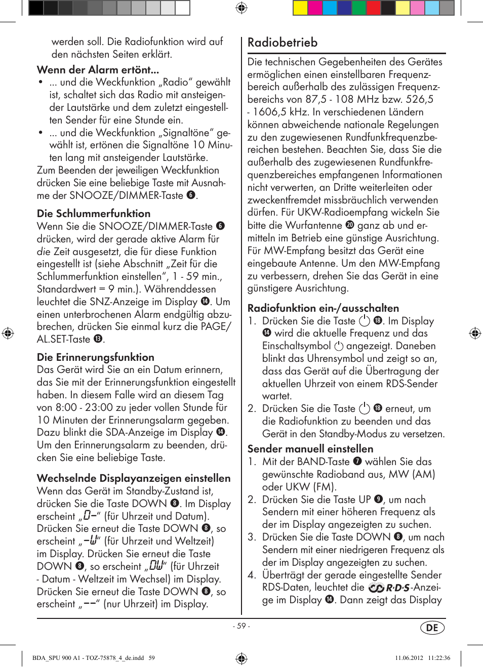 Radiobetrieb | Silvercrest SPU 900 A1 User Manual | Page 61 / 66