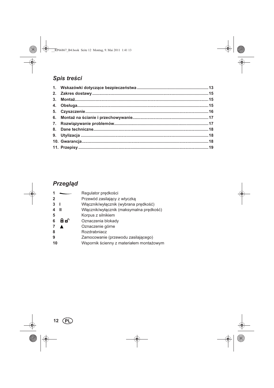 Spis treci, Przegld | Silvercrest SSM 600 A1 User Manual | Page 14 / 78