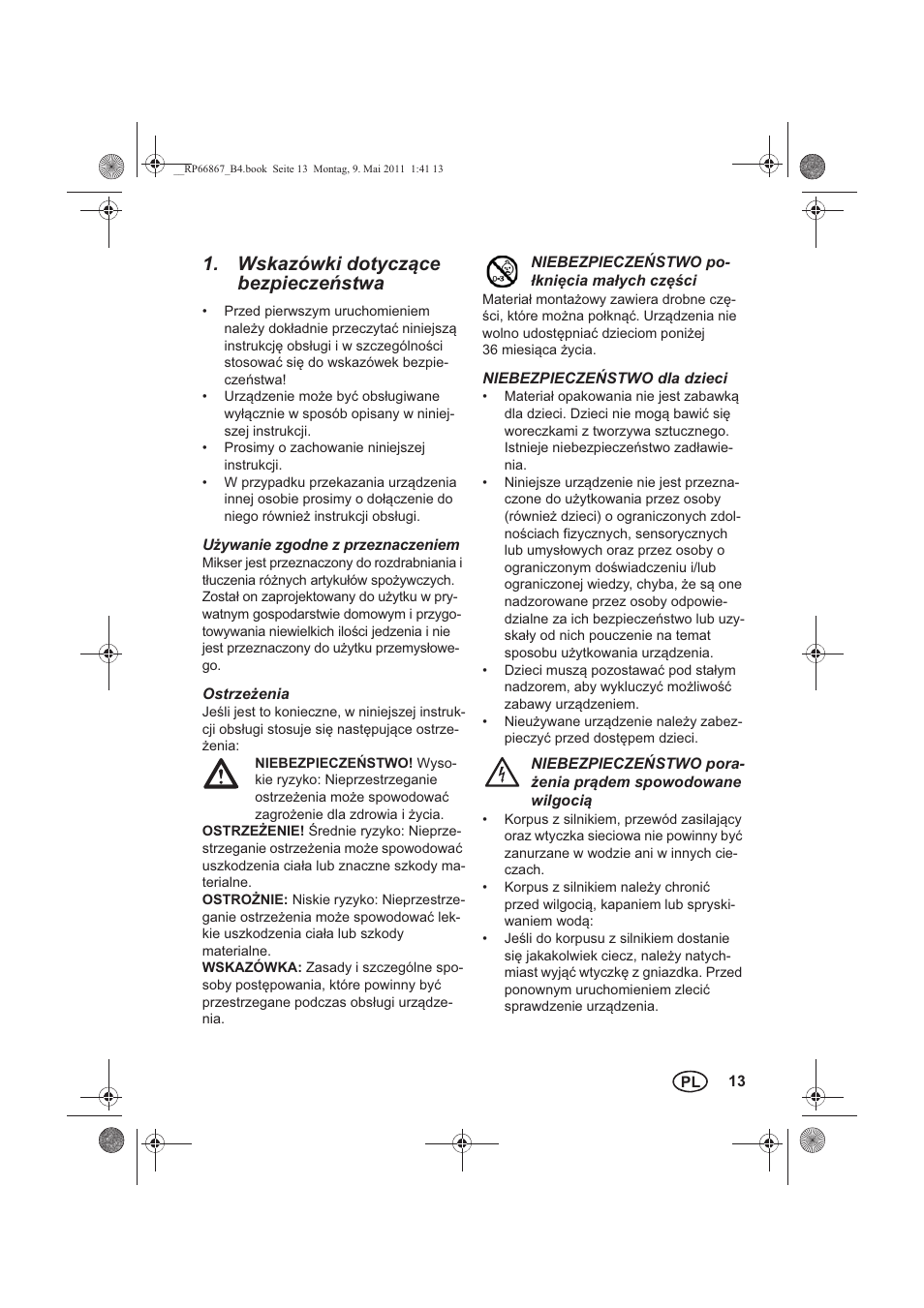 Wskazówki dotyczce bezpieczestwa | Silvercrest SSM 600 A1 User Manual | Page 15 / 78