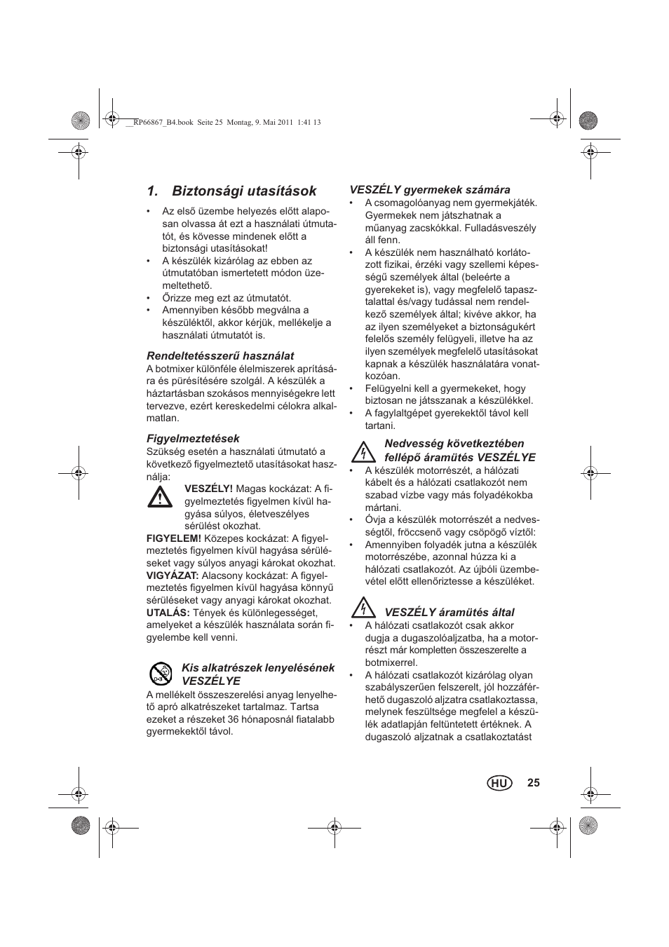 Biztonsági utasítások | Silvercrest SSM 600 A1 User Manual | Page 27 / 78