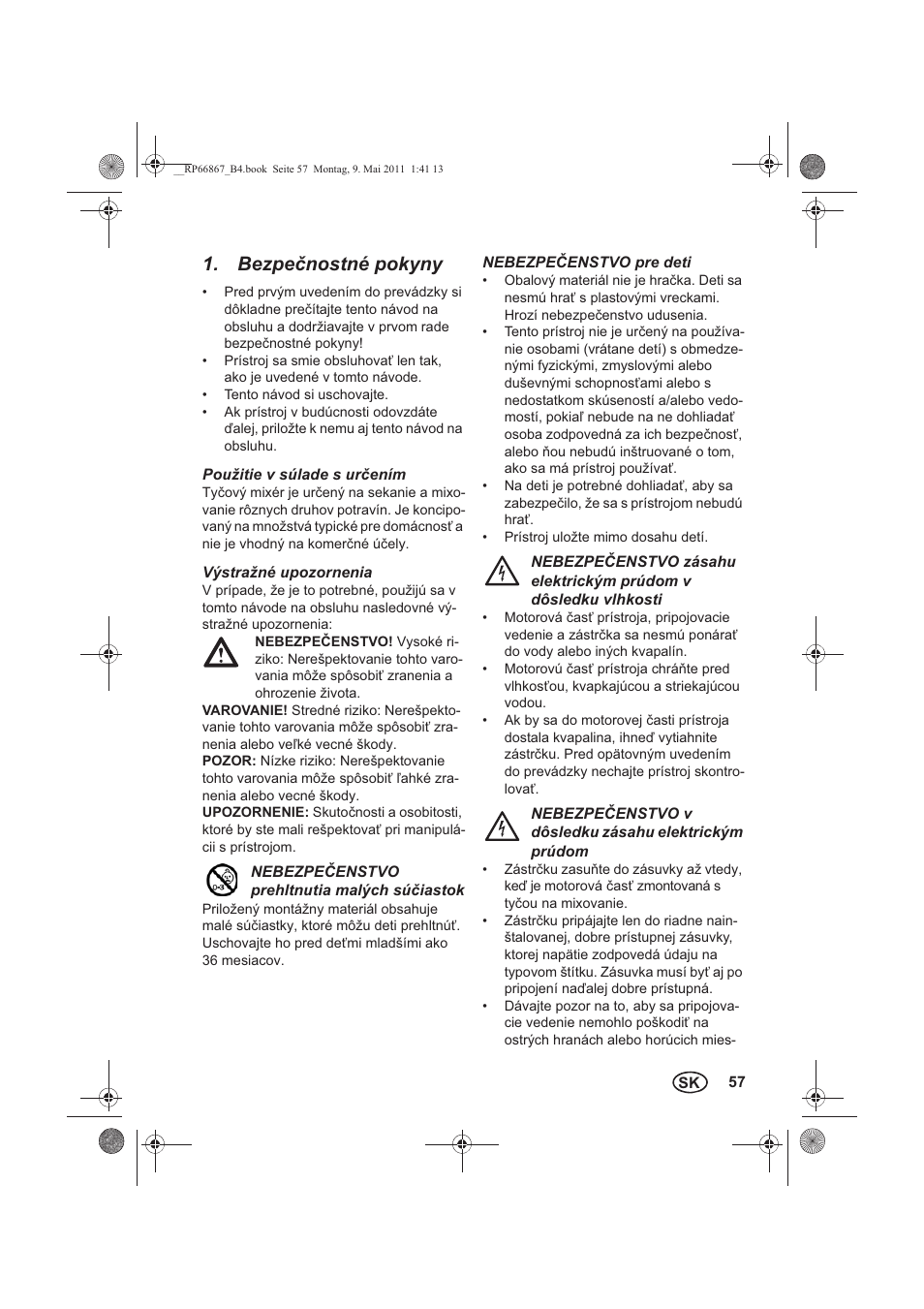 Bezpenostné pokyny | Silvercrest SSM 600 A1 User Manual | Page 59 / 78