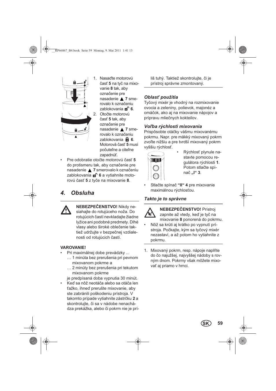 Obsluha | Silvercrest SSM 600 A1 User Manual | Page 61 / 78