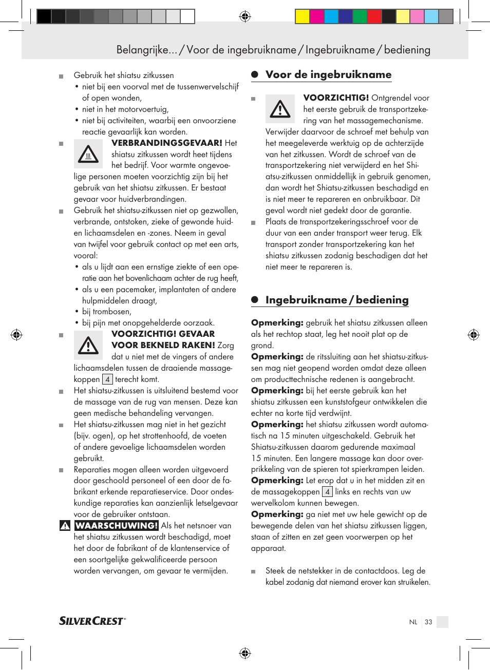 Voor de ingebruikname, Ingebruikname / bediening | Silvercrest SSMK 40 B2 User Manual | Page 33 / 45