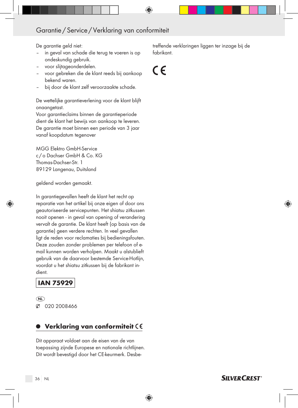 Garantie / service / verklaring van conformiteit | Silvercrest SSMK 40 B2 User Manual | Page 36 / 45