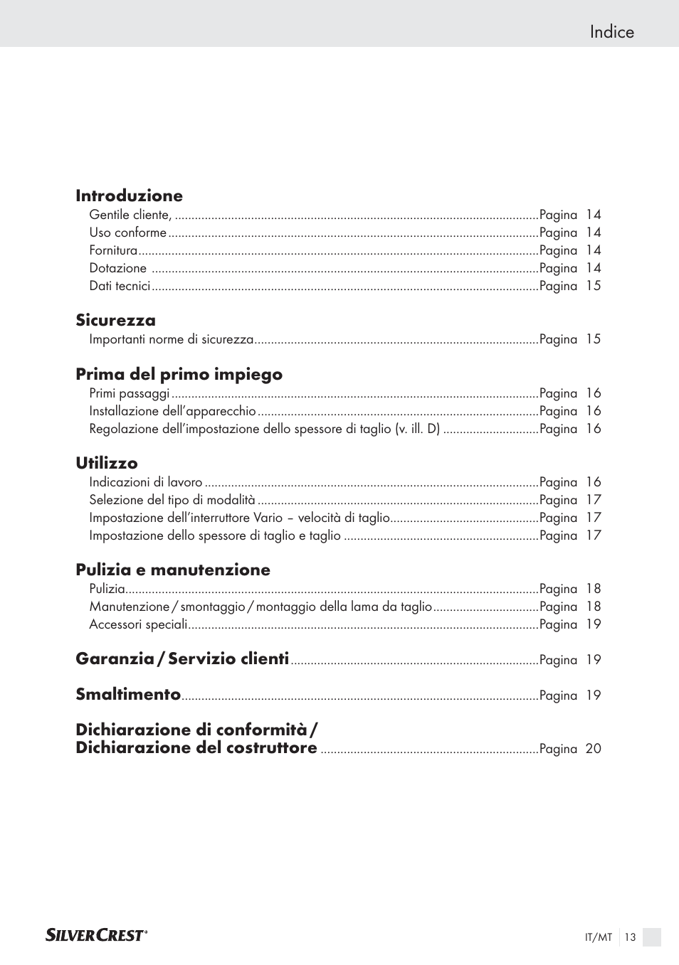 Indice | Silvercrest SAS 150 A1 User Manual | Page 13 / 45