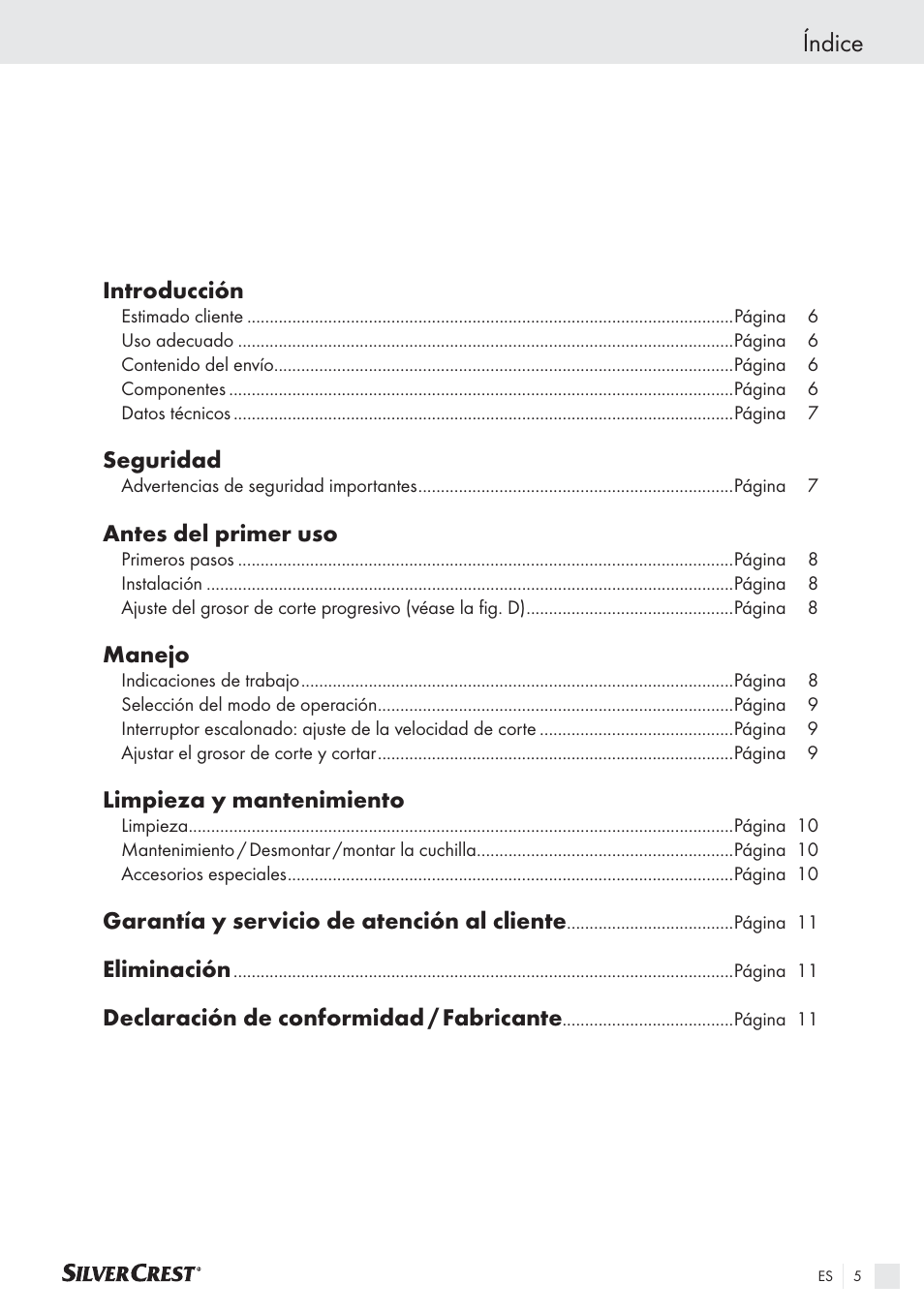 Índice | Silvercrest SAS 150 A1 User Manual | Page 5 / 45
