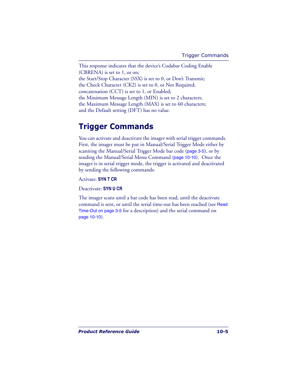 Trigger commands | Datalogic Scanning POWERSCAN 7000 User Manual | Page 159 / 204
