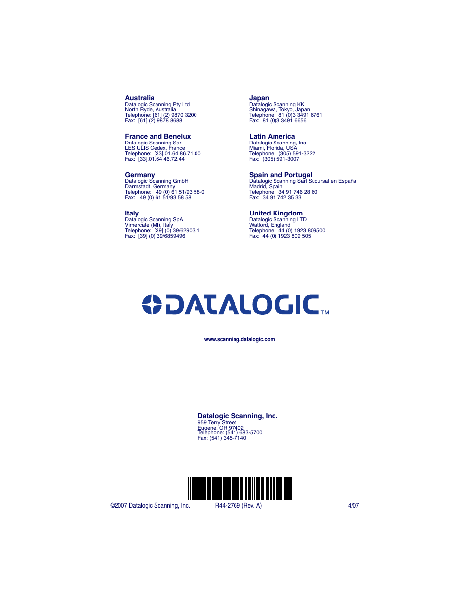 Datalogic Scanning POWERSCAN 7000 User Manual | Page 204 / 204