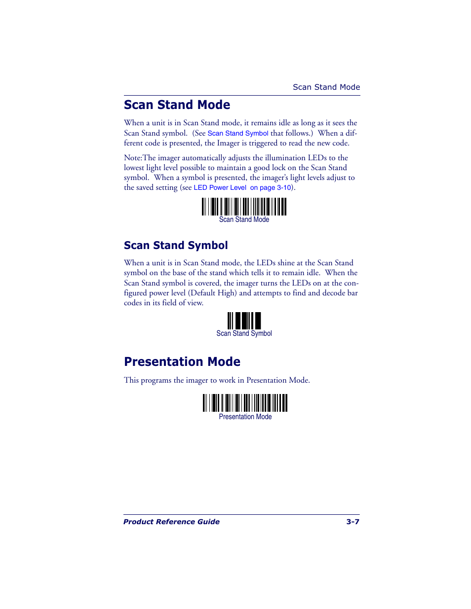 Scan stand mode, Presentation mode, Scan stand symbol | Datalogic Scanning POWERSCAN 7000 User Manual | Page 37 / 204