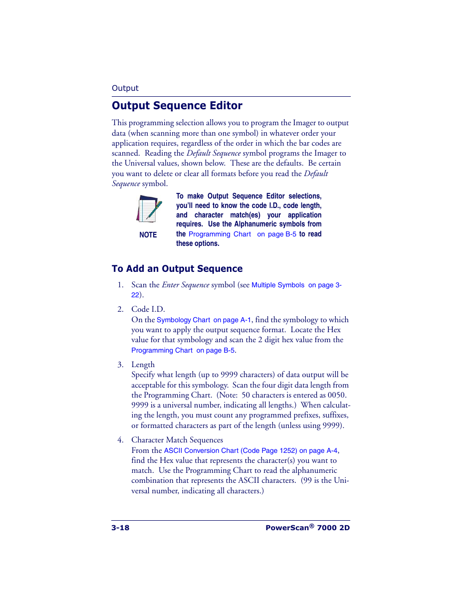 Output sequence editor | Datalogic Scanning POWERSCAN 7000 User Manual | Page 48 / 204