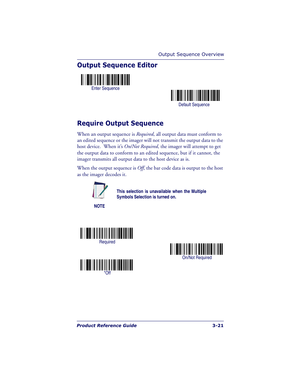 Output sequence editor require output sequence | Datalogic Scanning POWERSCAN 7000 User Manual | Page 51 / 204
