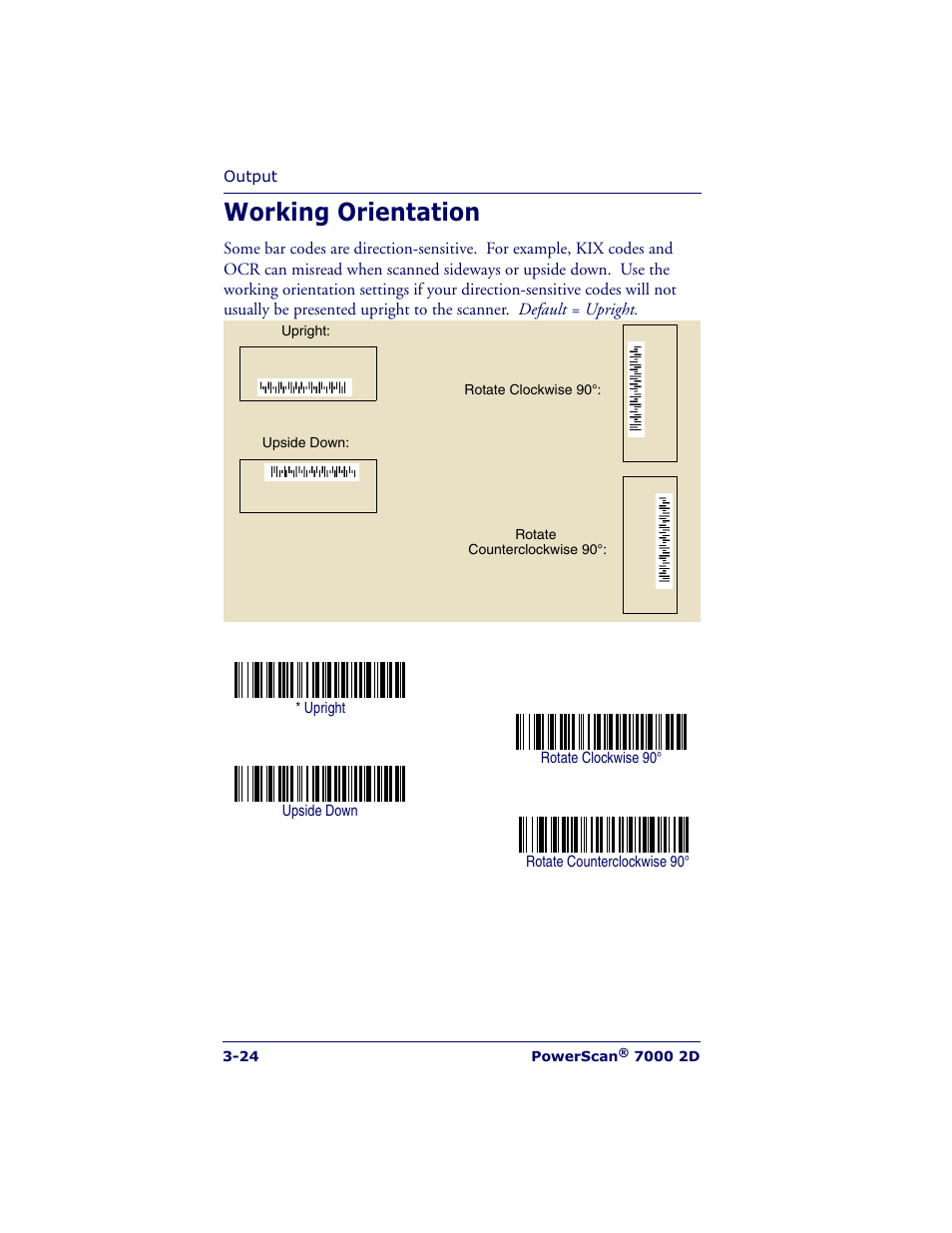 Working orientation | Datalogic Scanning POWERSCAN 7000 User Manual | Page 54 / 204