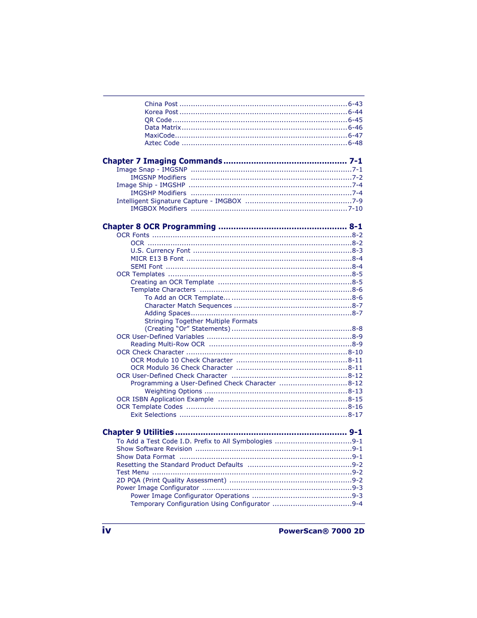 Datalogic Scanning POWERSCAN 7000 User Manual | Page 6 / 204
