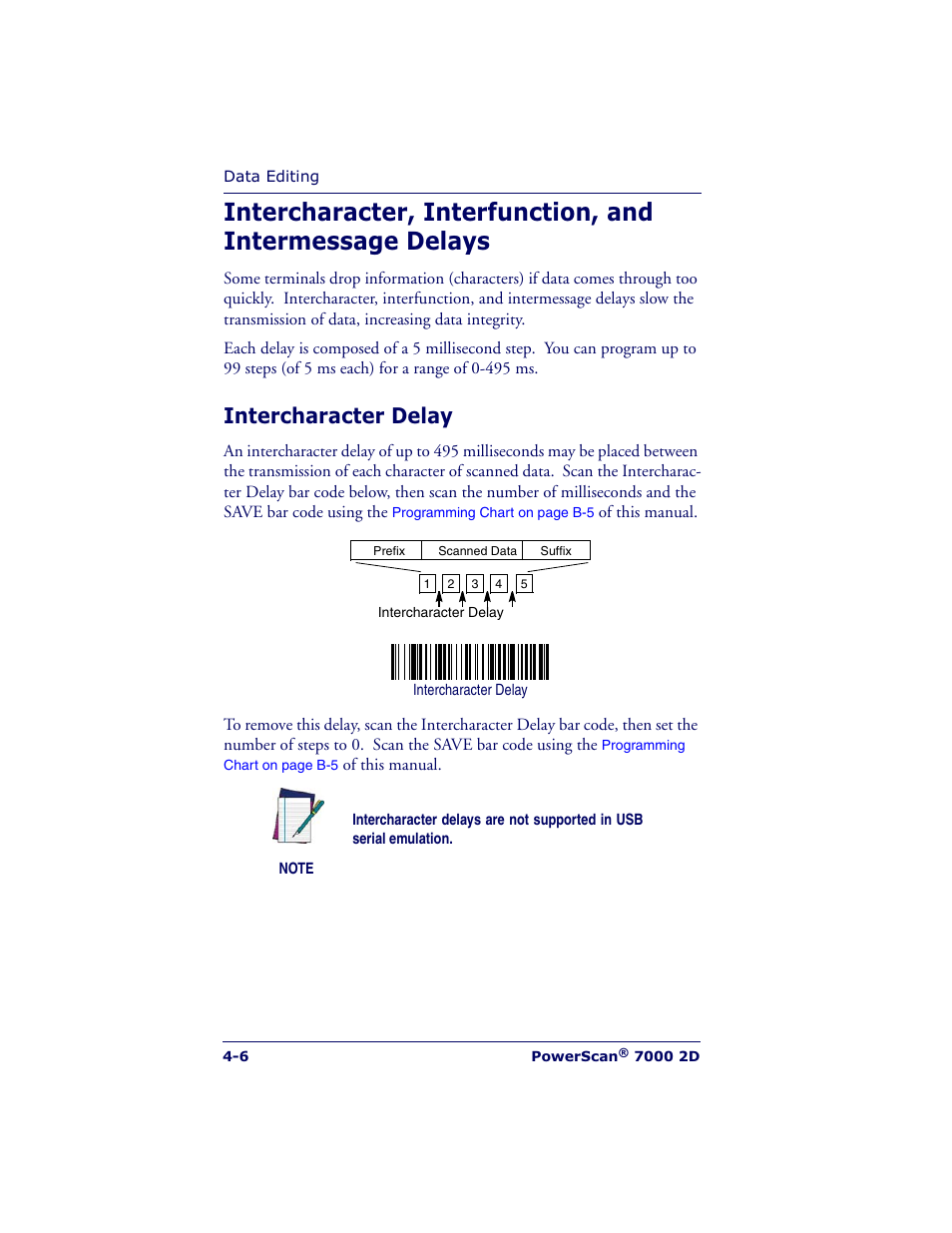 Intercharacter delay | Datalogic Scanning POWERSCAN 7000 User Manual | Page 60 / 204