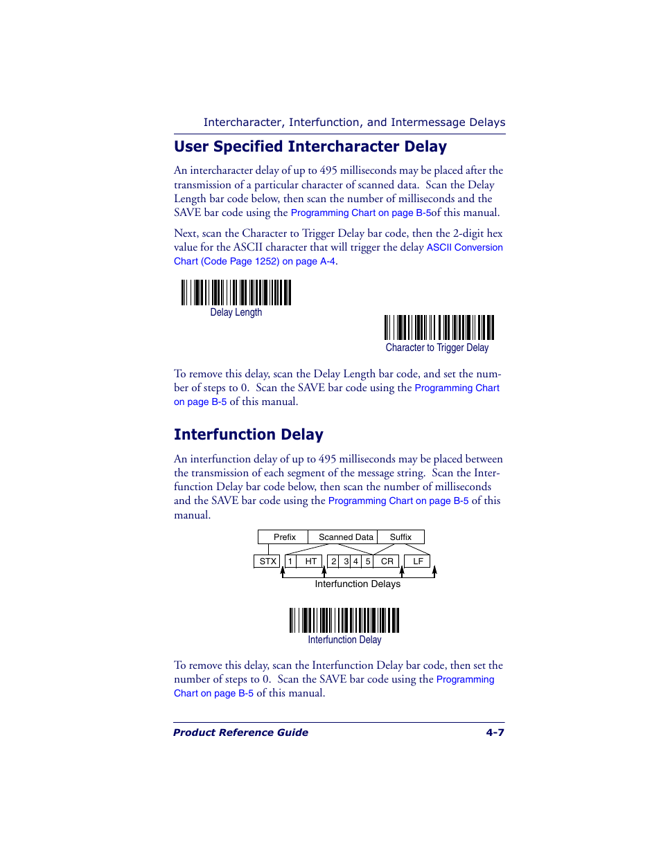 User specified intercharacter delay, Interfunction delay | Datalogic Scanning POWERSCAN 7000 User Manual | Page 61 / 204