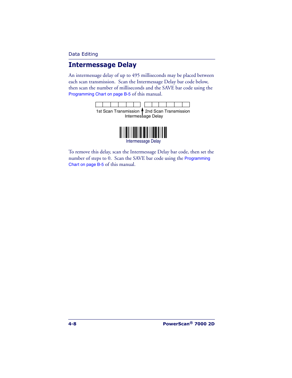 Intermessage delay | Datalogic Scanning POWERSCAN 7000 User Manual | Page 62 / 204