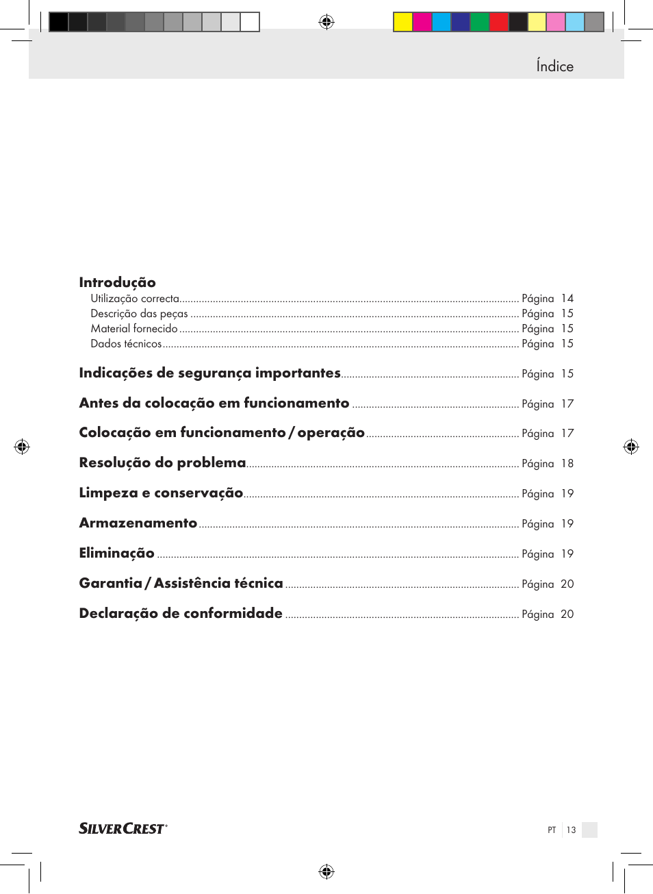 Índice | Silvercrest SSMK 40 B2 User Manual | Page 13 / 37