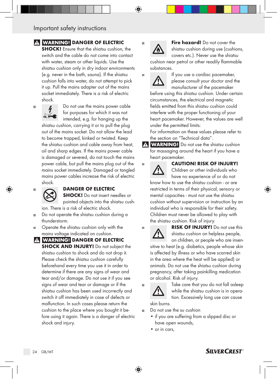 Important safety instructions | Silvercrest SSMK 40 B2 User Manual | Page 24 / 37