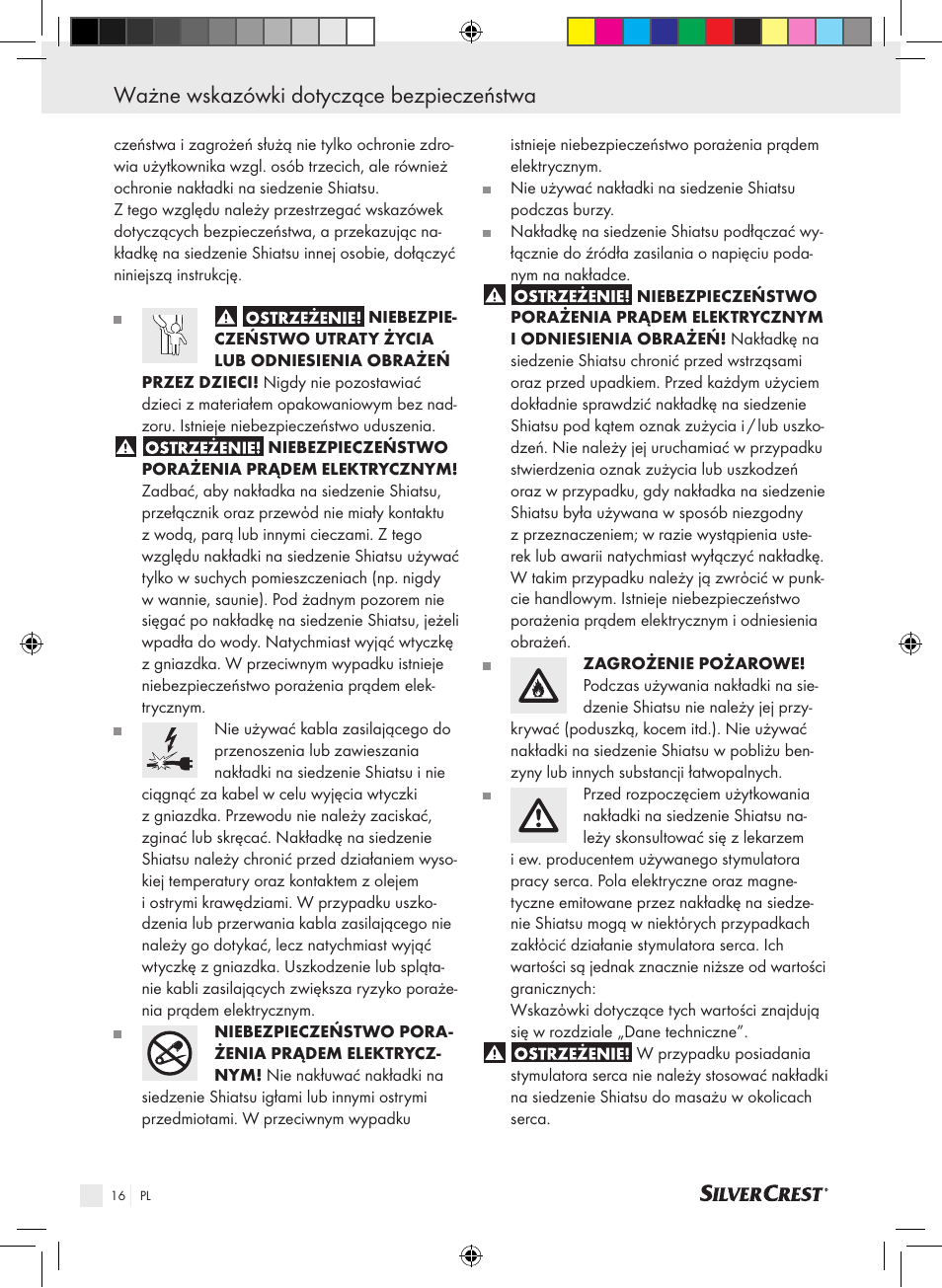 Ważne wskazówki dotyczące bezpieczeństwa | Silvercrest SSMK 40 B2 User Manual | Page 16 / 57