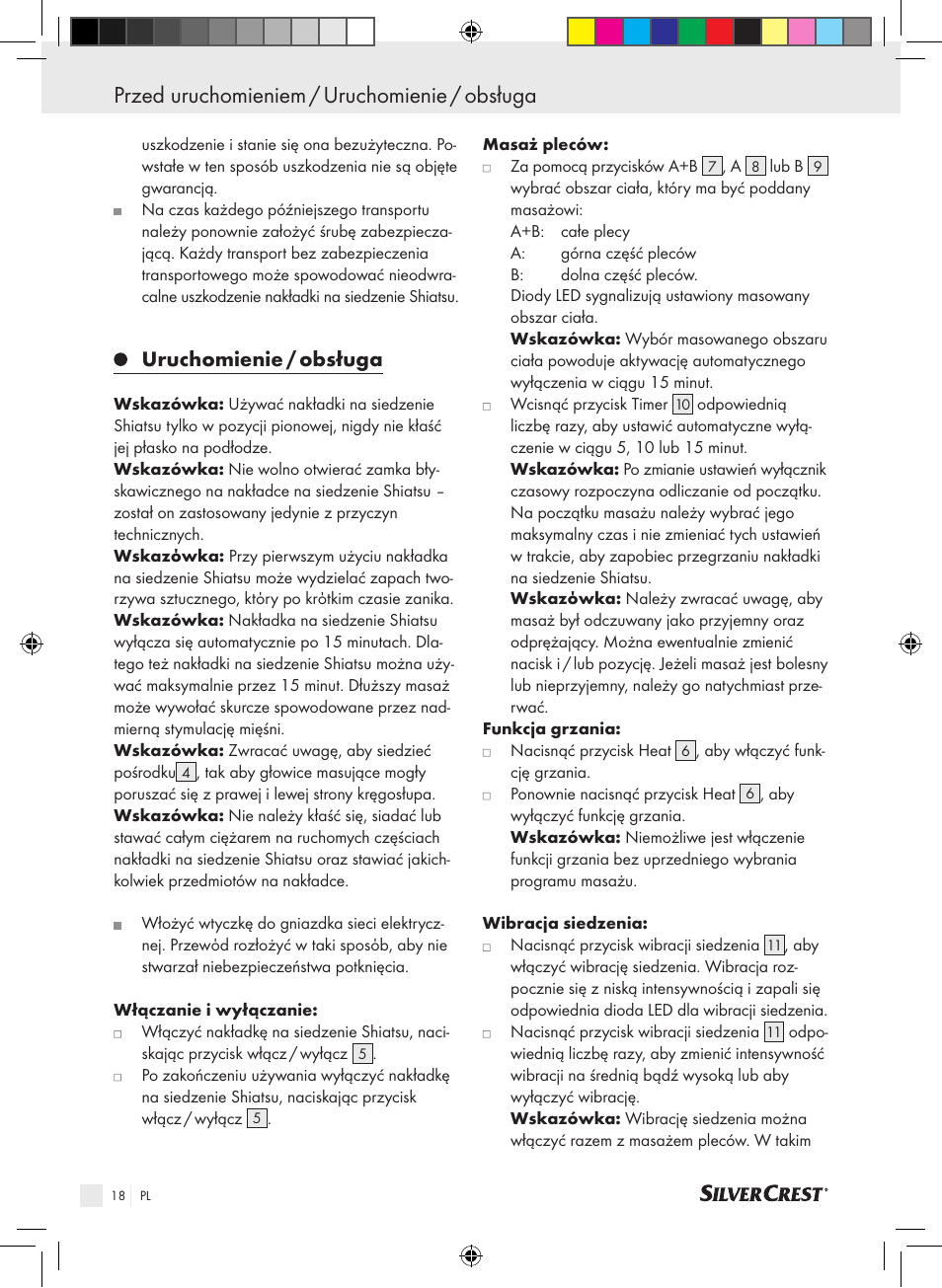 Przed uruchomieniem / uruchomienie / obsługa, Uruchomienie / obsługa | Silvercrest SSMK 40 B2 User Manual | Page 18 / 57