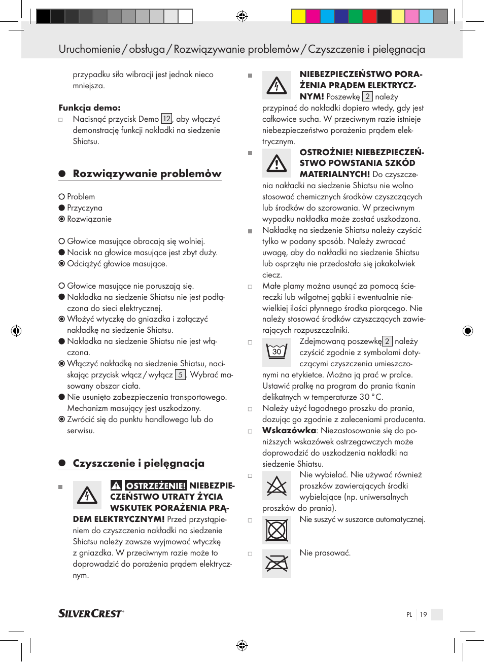 Rozwiązywanie problemόw, Czyszczenie i pielęgnacja | Silvercrest SSMK 40 B2 User Manual | Page 19 / 57