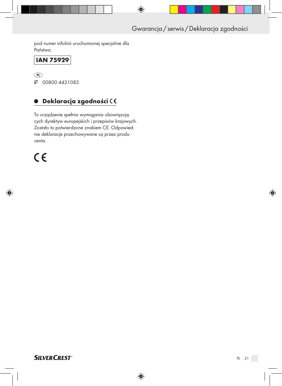Gwarancja / serwis / deklaracja zgodności | Silvercrest SSMK 40 B2 User Manual | Page 21 / 57