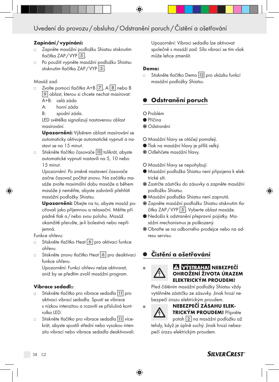Odstranění poruch, Čistění a ošetřování | Silvercrest SSMK 40 B2 User Manual | Page 38 / 57
