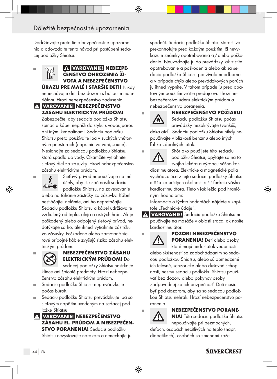 Dôležité bezpečnostné upozornenia | Silvercrest SSMK 40 B2 User Manual | Page 44 / 57