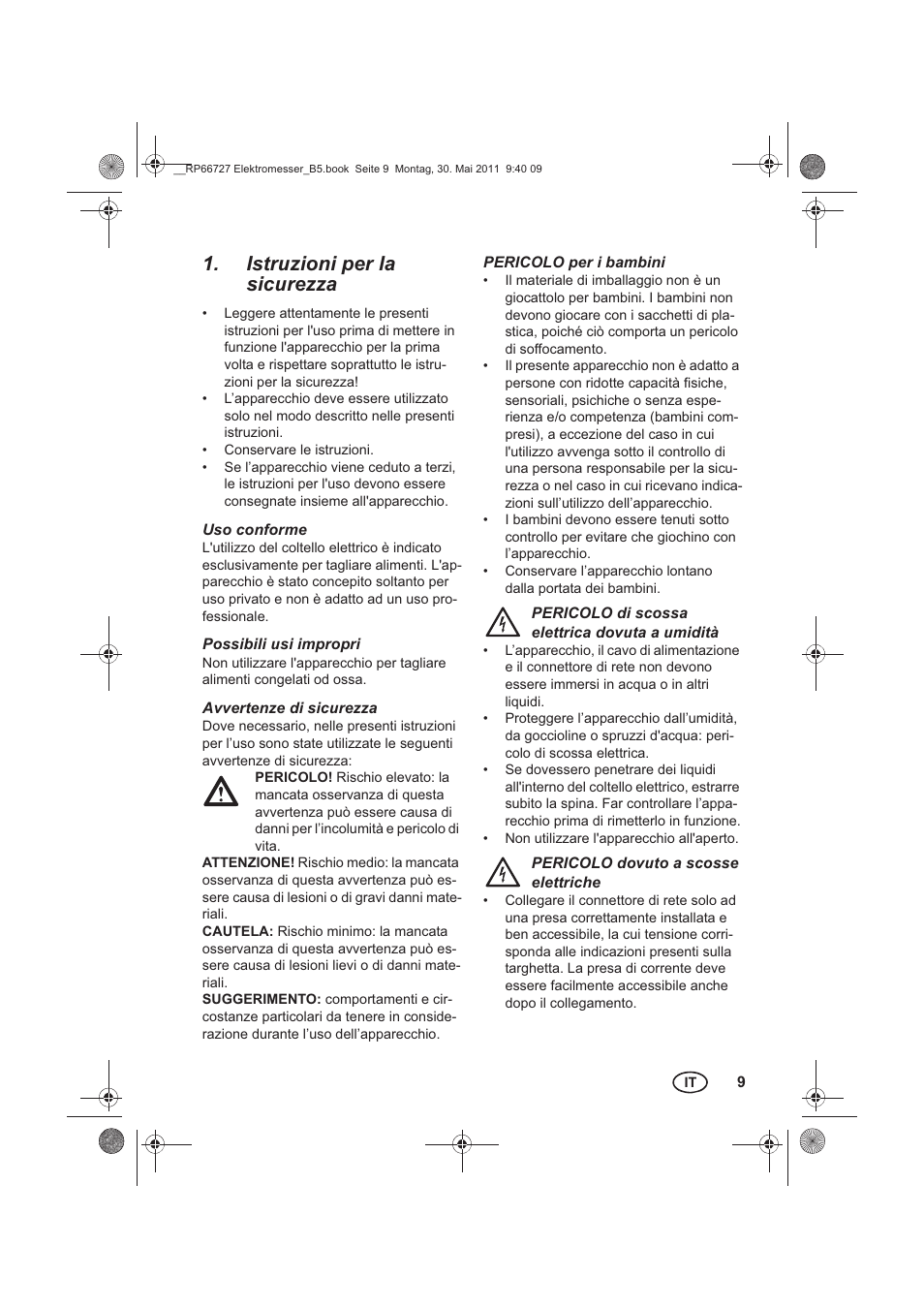 Istruzioni per la sicurezza | Silvercrest SEM 250 A1 User Manual | Page 11 / 34