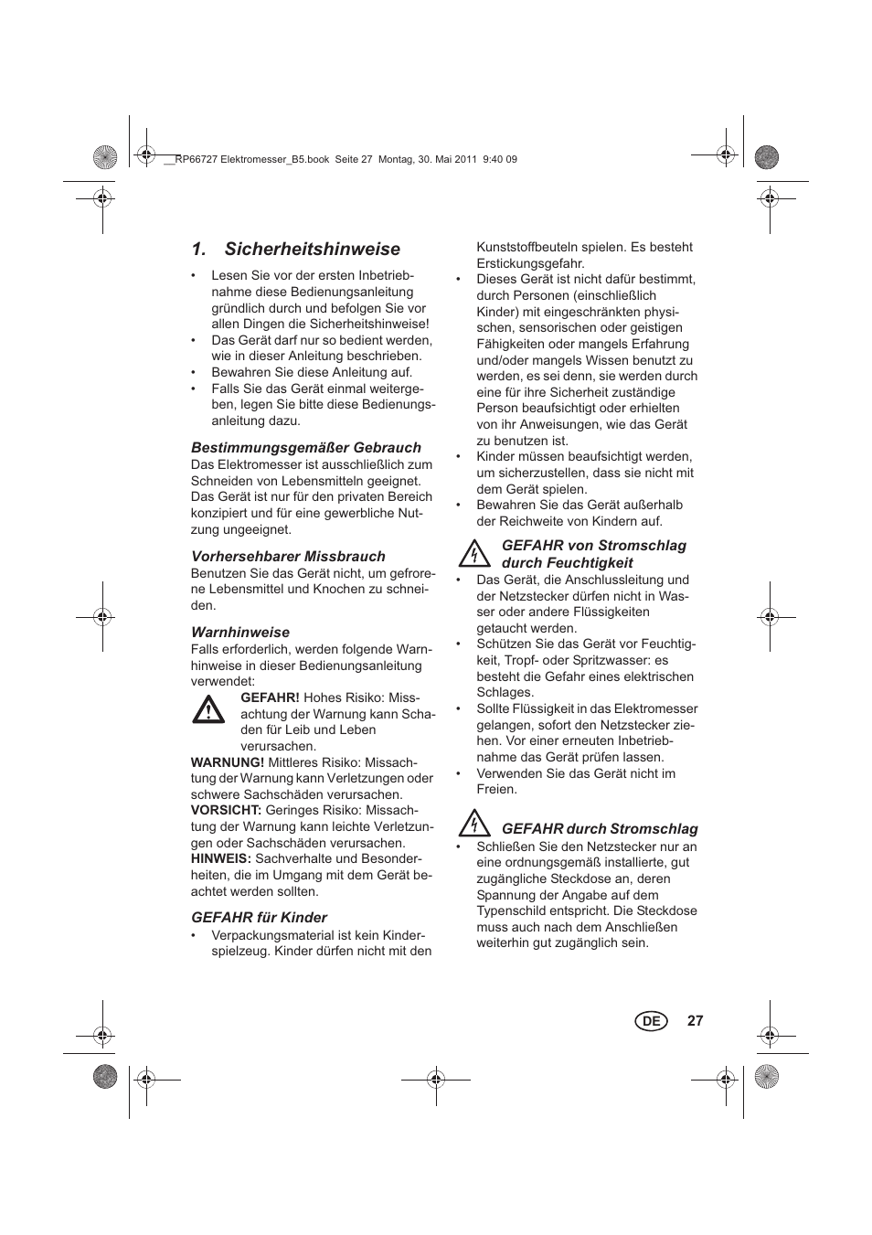 Sicherheitshinweise | Silvercrest SEM 250 A1 User Manual | Page 29 / 34