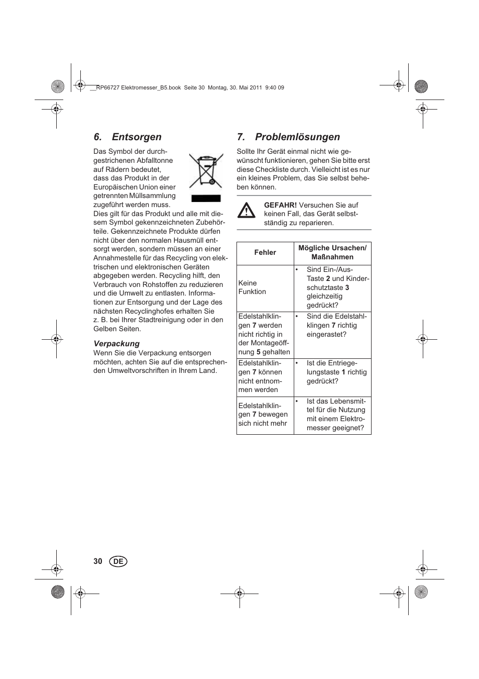 Entsorgen, Problemlösungen | Silvercrest SEM 250 A1 User Manual | Page 32 / 34