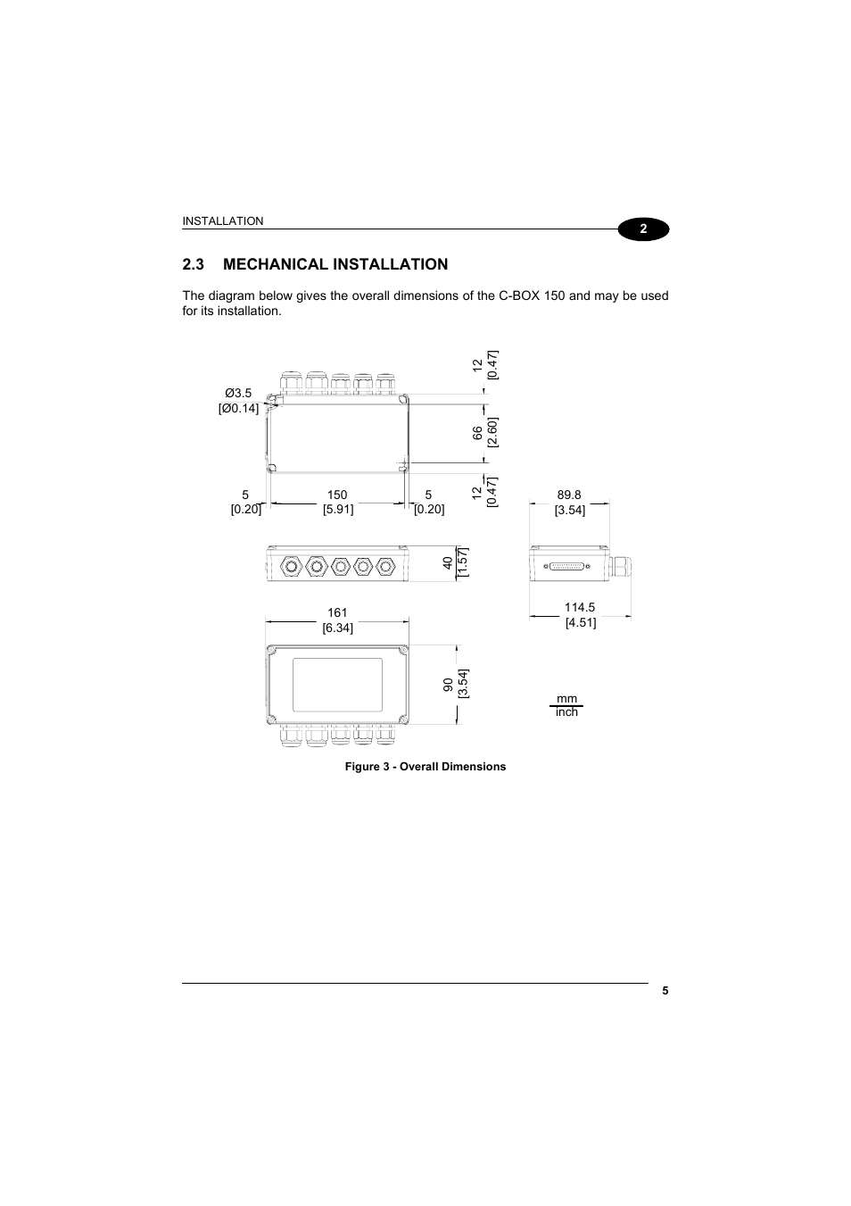Mechanical installation, Ph 2.3, 3 mechanical installation | Datalogic Scanning Connection Box C-BOX 150 User Manual | Page 13 / 34