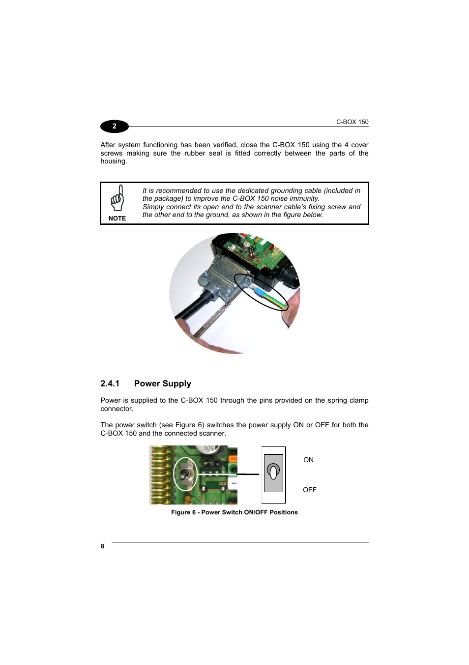 Power supply | Datalogic Scanning Connection Box C-BOX 150 User Manual | Page 16 / 34
