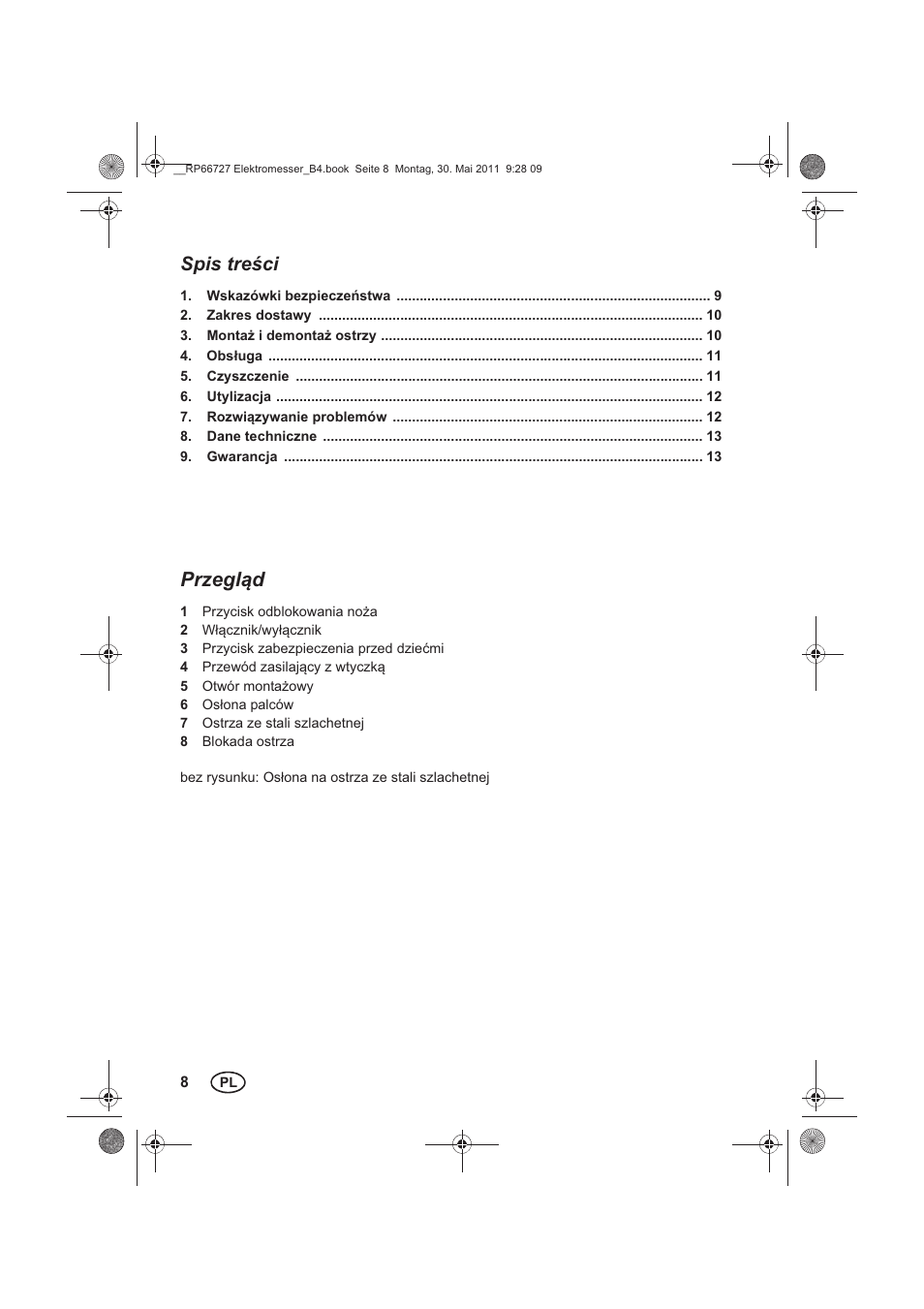 Spis treci, Przegld | Silvercrest SEM 250 A1 User Manual | Page 10 / 46