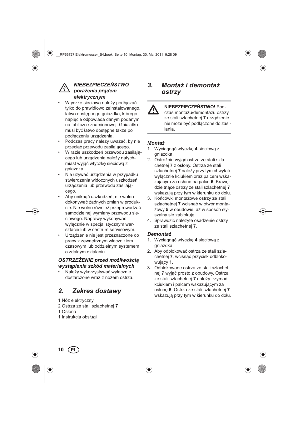 Zakres dostawy, Monta i demonta ostrzy | Silvercrest SEM 250 A1 User Manual | Page 12 / 46