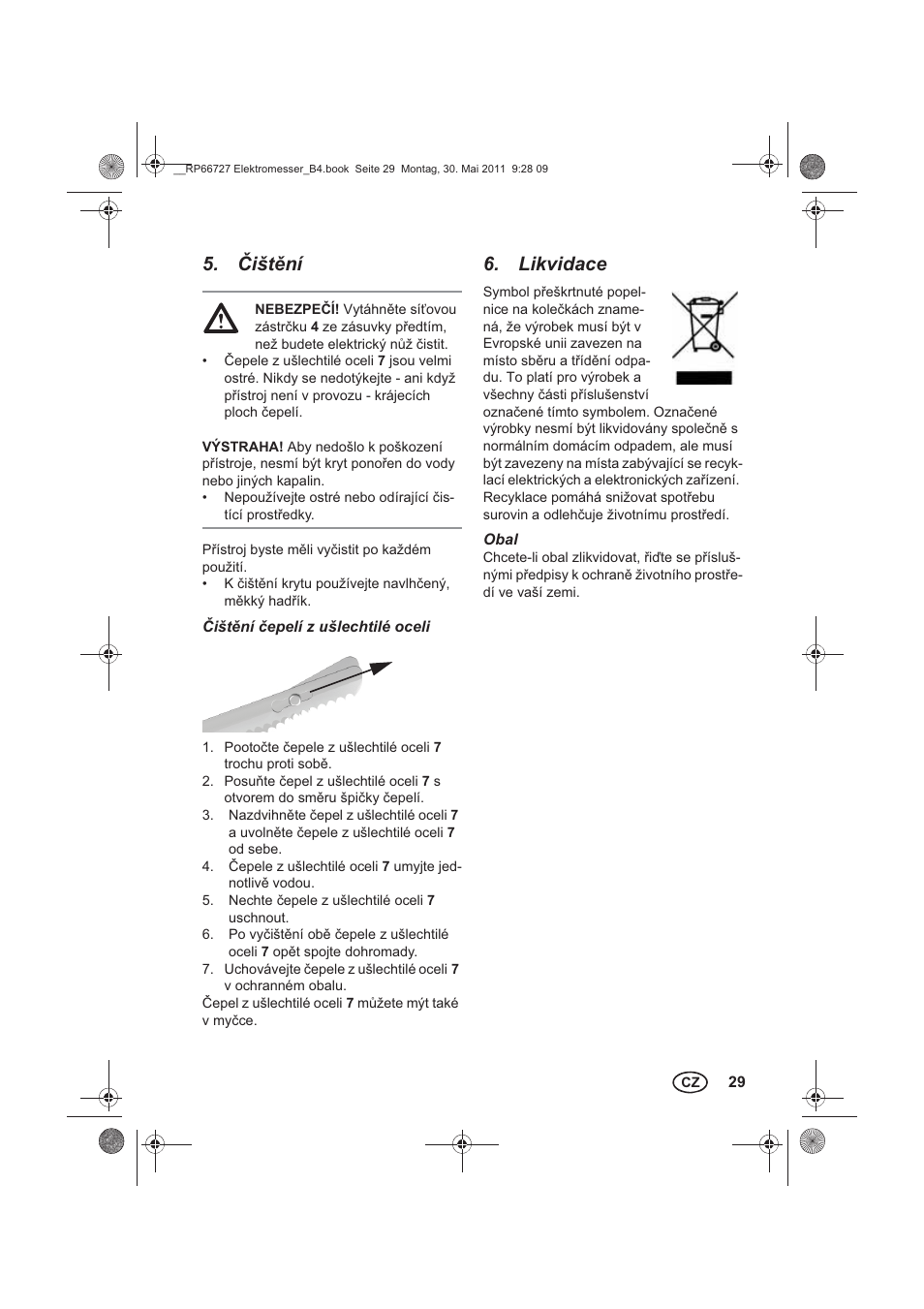 ištní, Likvidace | Silvercrest SEM 250 A1 User Manual | Page 31 / 46